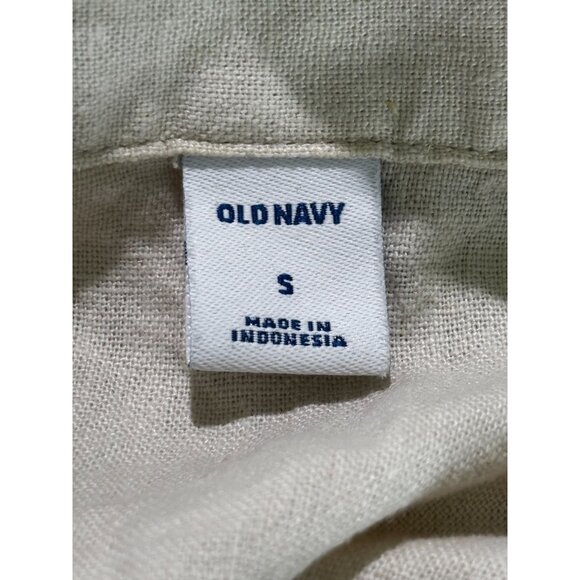 Old Navy Womens Button-Up Linen Blend Shirt Dress S Short Sleeve Off-White - Picture 4 of 10